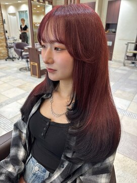 ファブ 千葉店(FaB) 【ブリーチなしダブルカラー×チェリーレッド×ブラック】