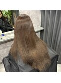 ナチュラルブラウンで透明感 髪質改善カラー ロング 心斎橋艶