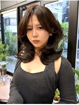 ヌエン 渋谷(NU/EN) 夏カラー/オリーブベージュ/重めミディアムレイヤー/渋谷