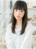 ■厚めバングの人可愛い黒髪ストレート105-5★越谷20代30代40代