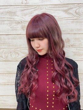 カプセル シンジュク(CAPSULE) 透明感☆ワインレッド~編み込みエクステ@岡しゃん