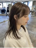 レイヤーミニウルフチェリーブラウンショート美髪前下がりボブ