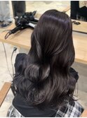 透け感ダークグレージュ ウェーブヨシンモリヘア