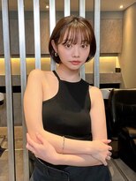 ノク 渋谷(nok)&nbsp;ボブ_オリーブベージュレイヤーカットウェットヘア