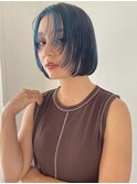 レイヤーボブ　ミックスハイライト　姫カット　コントラスト
