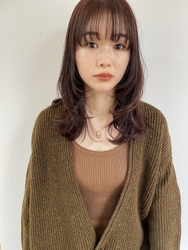 ヘアーアイストゥーレ(HAIR ICI TRE) レイヤーカット　暖色カラー　担当渡辺聖
