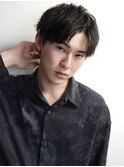 黒髪ハーフアップバング