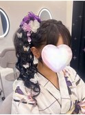 三つ編みサイドポニー/心斎橋ヘアセット