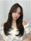 韓国ヘア/レイヤーカット/顔周りカット/かきあげ/顔周りカット