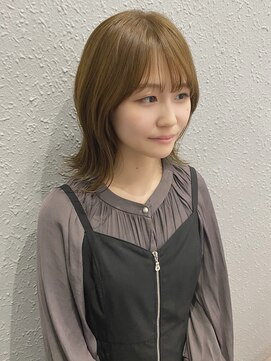 ノールート(No√) 結べる×巻ける！切りっぱなしミディアム/オリーブベージュ/大須