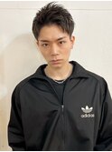 スパイキーショートブルーブラックフェザーパーマサーフカール