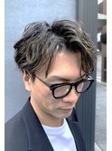 大人メンズリラックスパーマ×センターパート