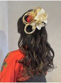 ハーフアップ×袴着付け