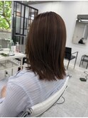 韓国顔まわりレイヤーカットグレージュオリーブベージュブラウン