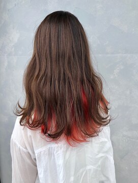 イマジン 川越(IMAGINE) 20代30代40代大人可愛いレッドインナーカラー無造作ロング