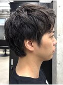 メンズ/アップバング/ツーブロックマッシュ/束感ショート波巻き