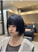 ブルーブラックカラー × 姫カットボブ
