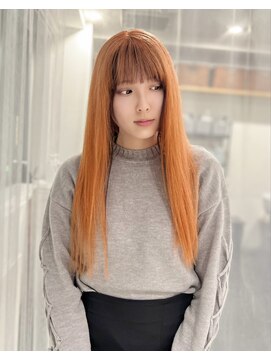 ナナ(NANA) オレンジ/ブラック/デザインカラー/ブリーチ/顔周りカット