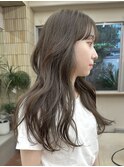 ブリーチなしヘーゼルベージュ アッシュグレージュフルバング 夏