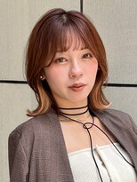大人可愛い×韓国風　抜け感レイヤーミディ × シースルーバング