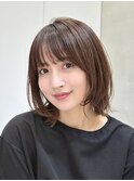 表参道酸性ストレートパーマ艶髪ミディアムレイヤーアッシュ40代