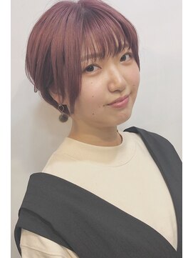 レセ 南柏店(Laissez) ピンクパープル×ダブルカラー/丸みショートボブ【レセ南柏店】