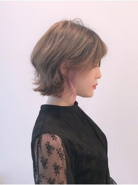 エンリッチヘア(enrich hair) イヤリングカラー×ペールピンク　ダブルカラー