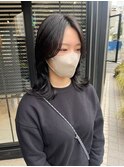 【mami】大人フェミニンミディ/ラベンダーグレー/地毛風カラー