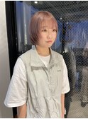 大人可愛い丸みボブピンクラベンダーベージュベビーピンク