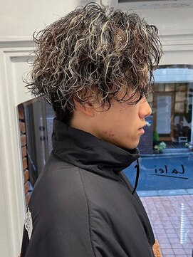 ラレイ ハラジュク(Lalei harajuku) 原宿メンズハイライトホワイトメッシュスパイラルパーマツイスパ