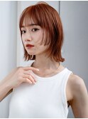 眉上バング20代30代40代シースルーバングくびれボブ暖色系カラー