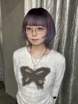 ステップボーンカットオオサカ(STEP BONE CUT OSAKA Via TICK-TOCK)&nbsp;ワインレッド×ブルーグレー/ブリーチリタッチなしカラー