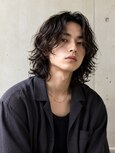 メンズロング サーフカールパーマ 緩めスパイラル ウェットヘア