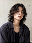 メンズロング サーフカールパーマ 緩めスパイラル ウェットヘア