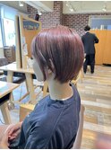 淡めピンク　ショート　浅草　美容室　着付け　浴衣