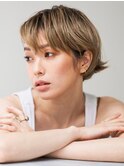 大人ハイライトグレージュショート40代50代