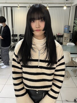 アクアオモテサンドウ(ACQUA omotesando) △ブルーグレージュレイヤーカット姫カットぱっつん前髪髪質改善