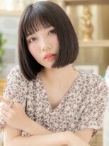 カバーヘア ブリス 上尾西口店(COVER HAIR bliss)&nbsp;黒髪シースルーバング小顔切りっぱなしボブh3上尾20代30代40代