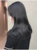 透明感ブルーブラック*地毛風カラー*ブリーチなしカラー*黒髪