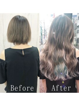 ARビューティー ギンザ(AR Beauty Ginza) グレージュ#シールエクステ#ラフウェーブ巻き#暗めカラー#銀座