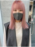 博多　ハイトーンカラー　ペールピンク　ピンクヘア