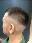 仙台D ザクザクスキンフェード前髪パッツン黒髪クロップstyle