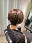 イメチェン30代40代50代大人ウルフボブ白髪染めグレージュ#90