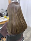 ワンレングス ワンメイクカラー オリーブベージュ