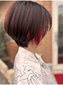 ブリーチ　イヤリングカラー　ショートボブ　ピンク20代30代40代