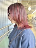 20代30代40代 似合わせミディアムレイヤーカット/チェリーレッド