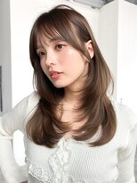 シオン(shion)&nbsp;オリーブベージュ前髪カットロング顔周りレイヤー_F1392