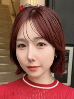 ピス 堀江(PIS) 色気UP★韓国風顔まわりレイヤーボブ&艶チェリーブラウン