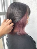 インナーカラー/ピンクバイオレット/ケアブリーチ/外ハネボブ