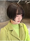 丸みショート/顔まわりレイヤー/マッシュ/ハンサム/前髪あり